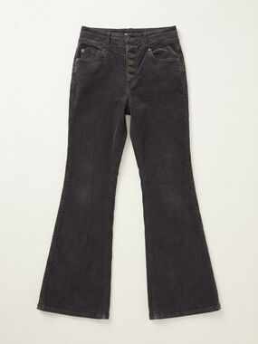 Mica Denim Dark Grey Corduroy Flare Pants High Rise Button Fly Sz 32 EUC